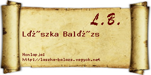 Lászka Balázs névjegykártya